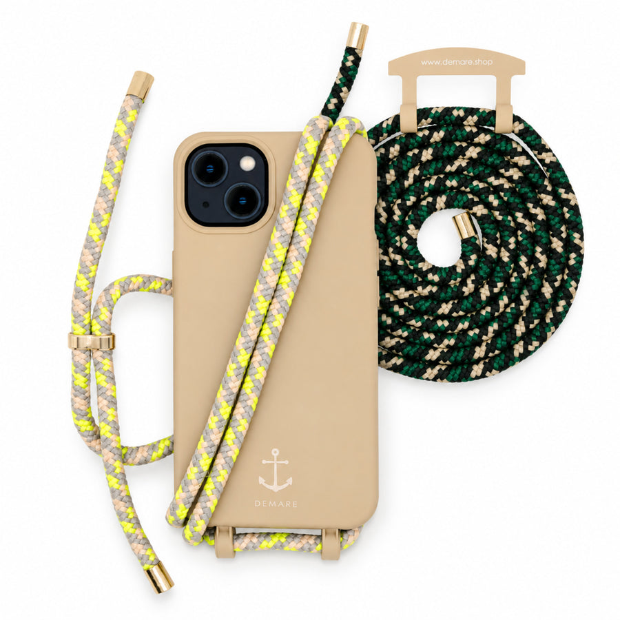 Handyhülle mit 2 Wechselkordeln – Beige, Neon & Camouflage | DEMARE