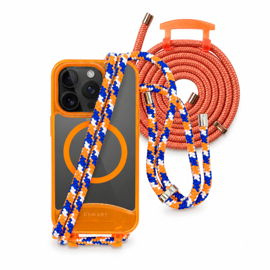 Handyhülle mit 2 Wechselkordeln – Neon Orange, Saphira Sun & Apricot | DEMARE