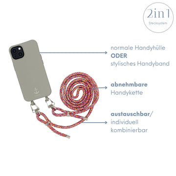 Smart Case TAUPEGRAU | Karabiner-Kordel BUNT