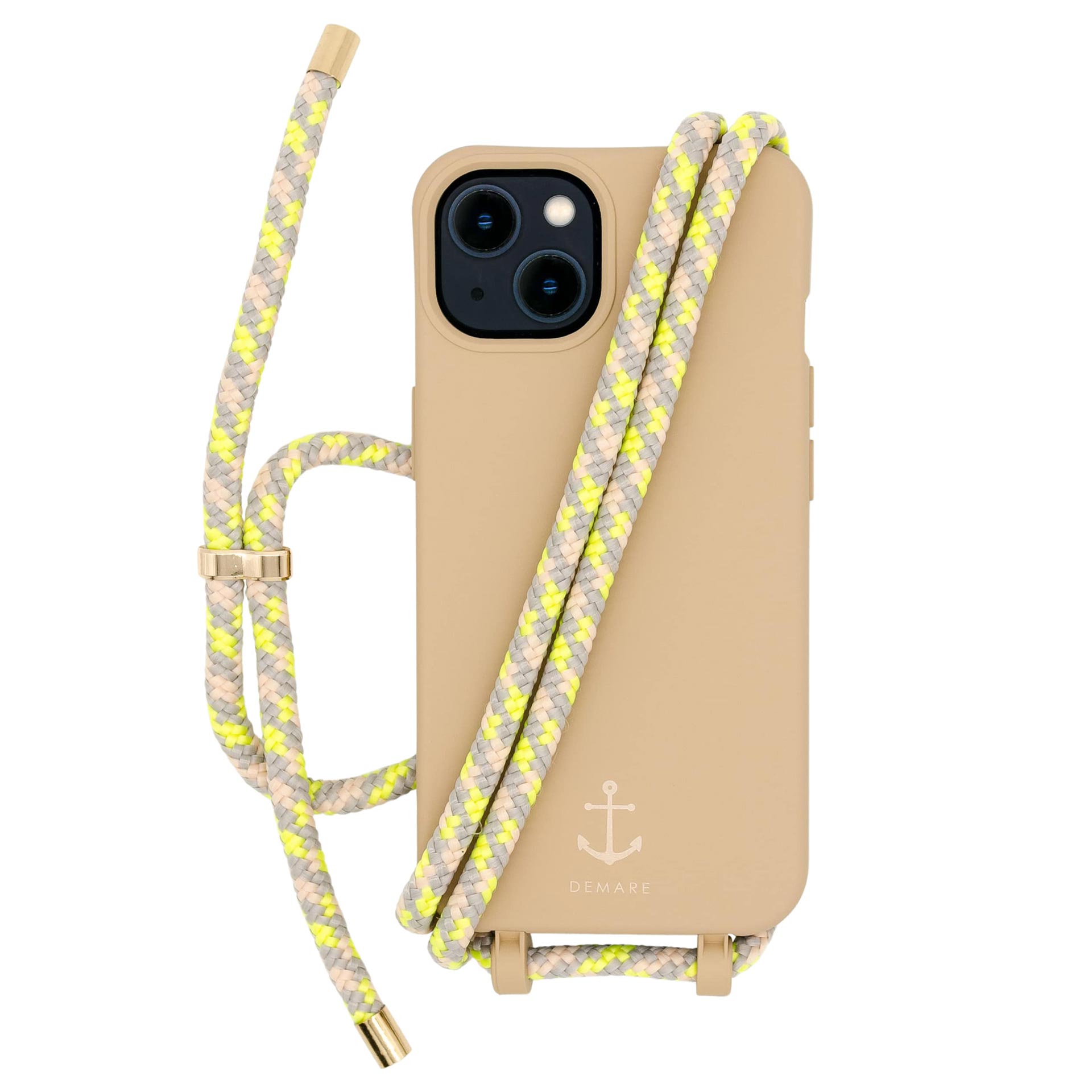 Handyhülle mit Kordel Beige / Neon - iPhone & Samsung