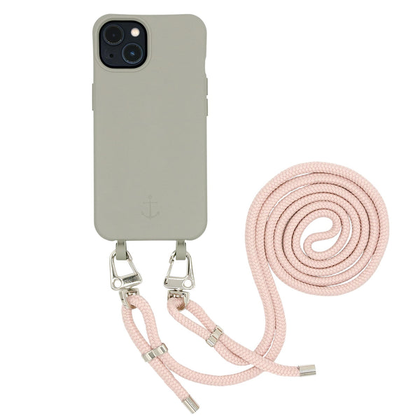 Smart Case TAUPEGRAU | Karabiner-Kordel ROSA