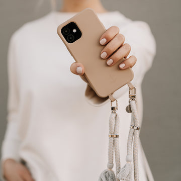 Handyhülle, Handykette, Handyhülle mit Kette, Kordel, beige, DEMARE