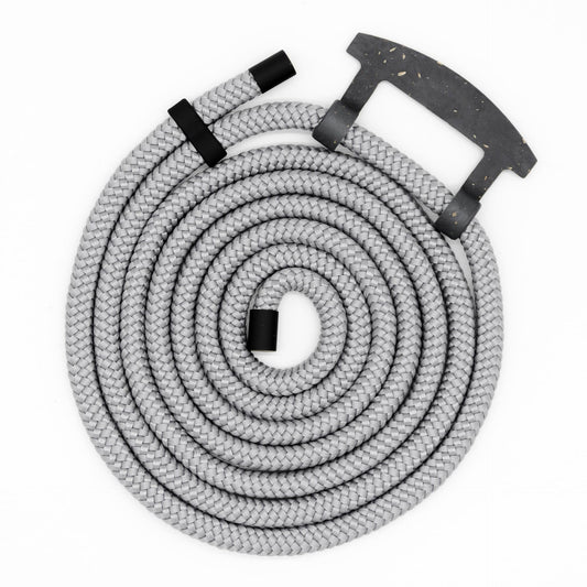 Handykordel, Handyband, Handykette, grau mit schwarzem Adapter