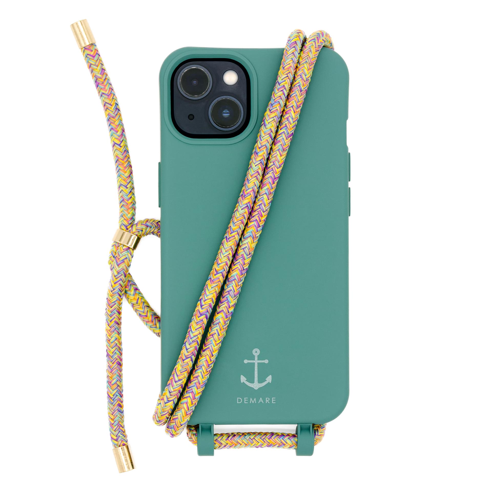 ⚓DEMARE 2in1 Handyhülle PETROL mit Handykette HIPPIE