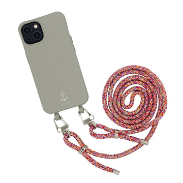 Handyhülle mit Band, Handyhülle mit Kette, Handyhülle nachhaltig, Handyhülle iphone, taupe grau