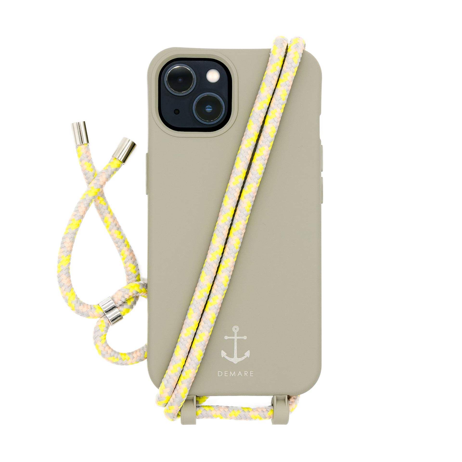Handyhülle mit Kordel Taupegrau / Neon - iPhone & Samsung