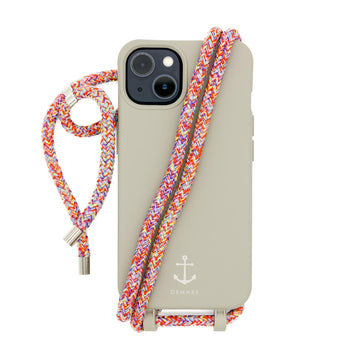 Handyhülle mit Band, Handyhülle mit Kette, Handyhülle nachhaltig, Handyhülle iphone, taupe grau