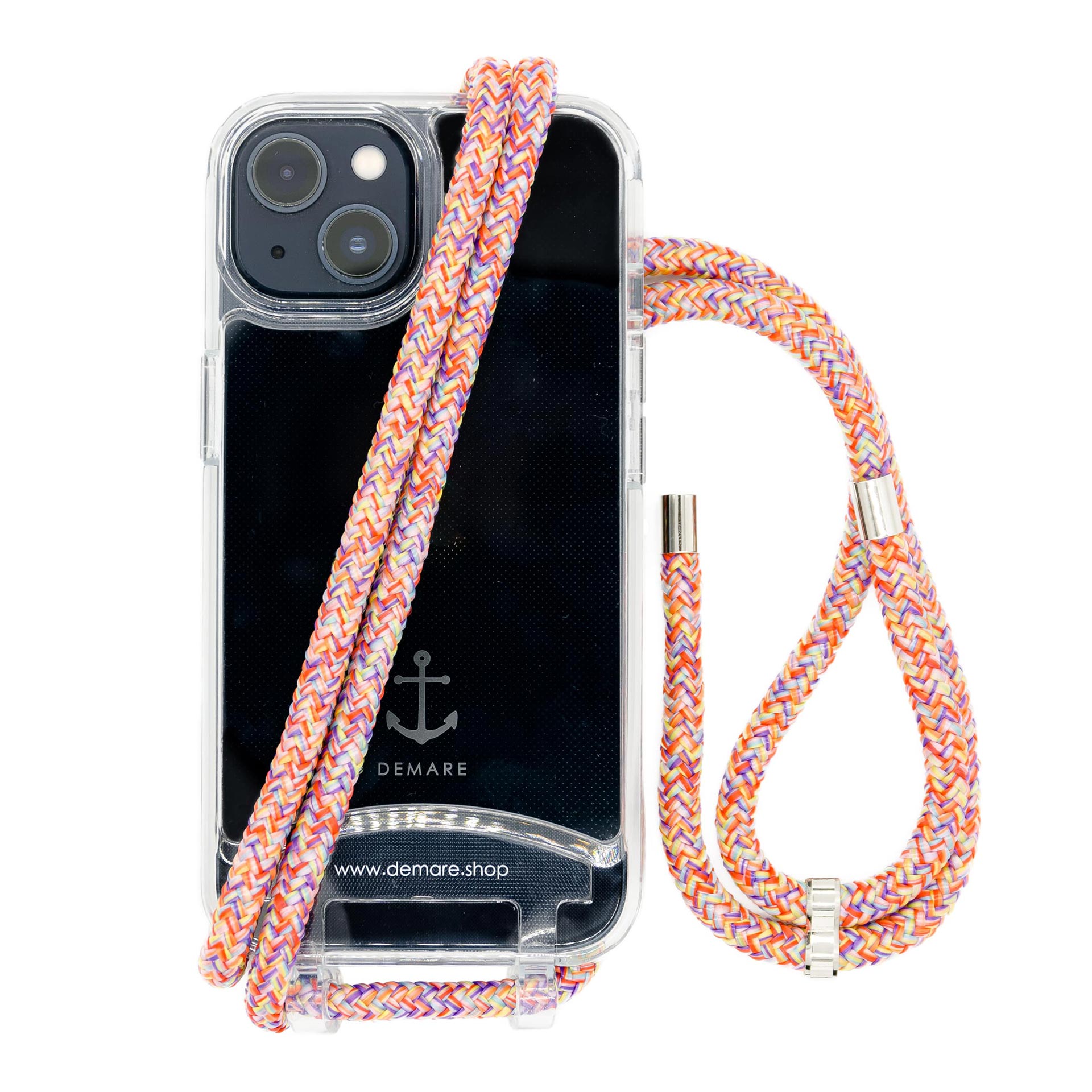 ⚓DEMARE Handyhülle mit Kordel Smart Case TRANSPARENT Kordel BUNT
