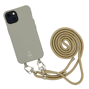 Handyhülle mit Band, Handyhülle mit Kette, Handyhülle nachhaltig, Handyhülle iphone, taupe
