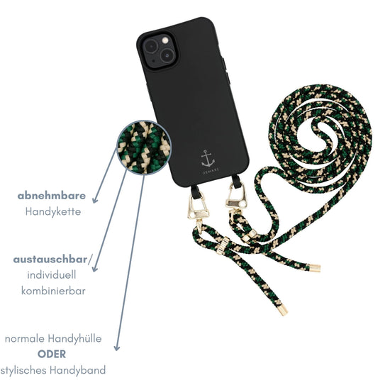 Smart Case SCHWARZ | Karabiner-Kordel CAMOUFLAGE