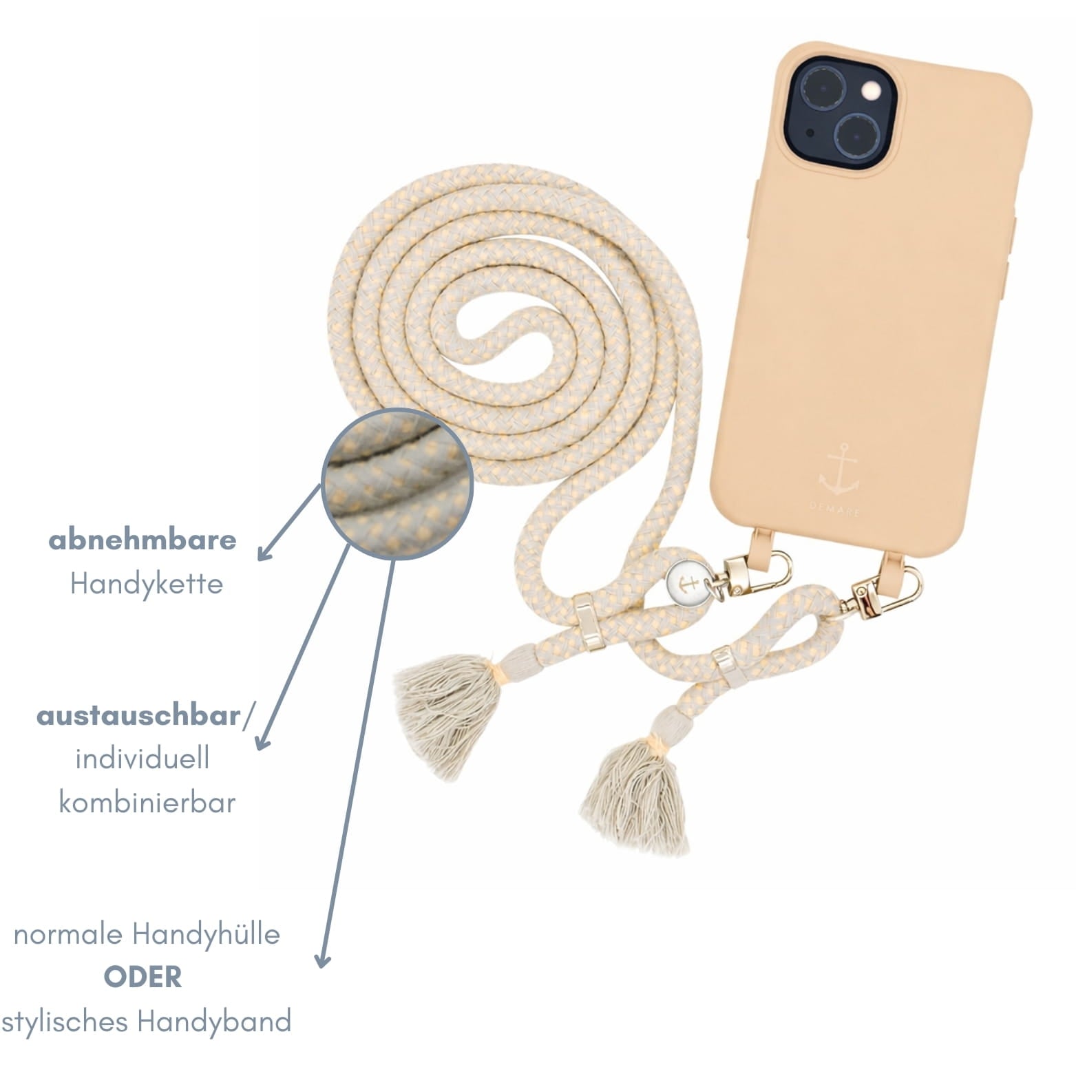 Smart Case BEIGE | Boho Kordel GREY