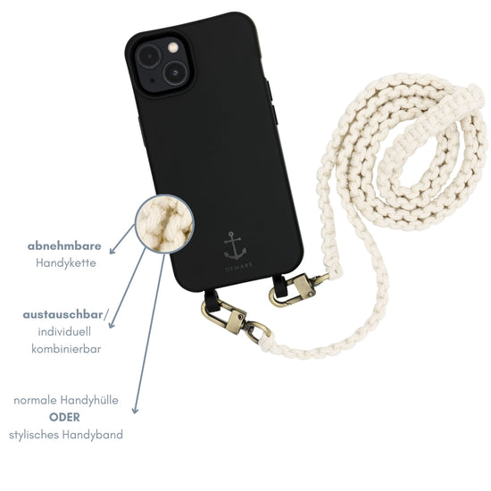 Smart Case SCHWARZ | Handyband Makramee NATURE