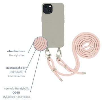 Smart Case TAUPEGRAU | Karabiner-Kordel ROSA