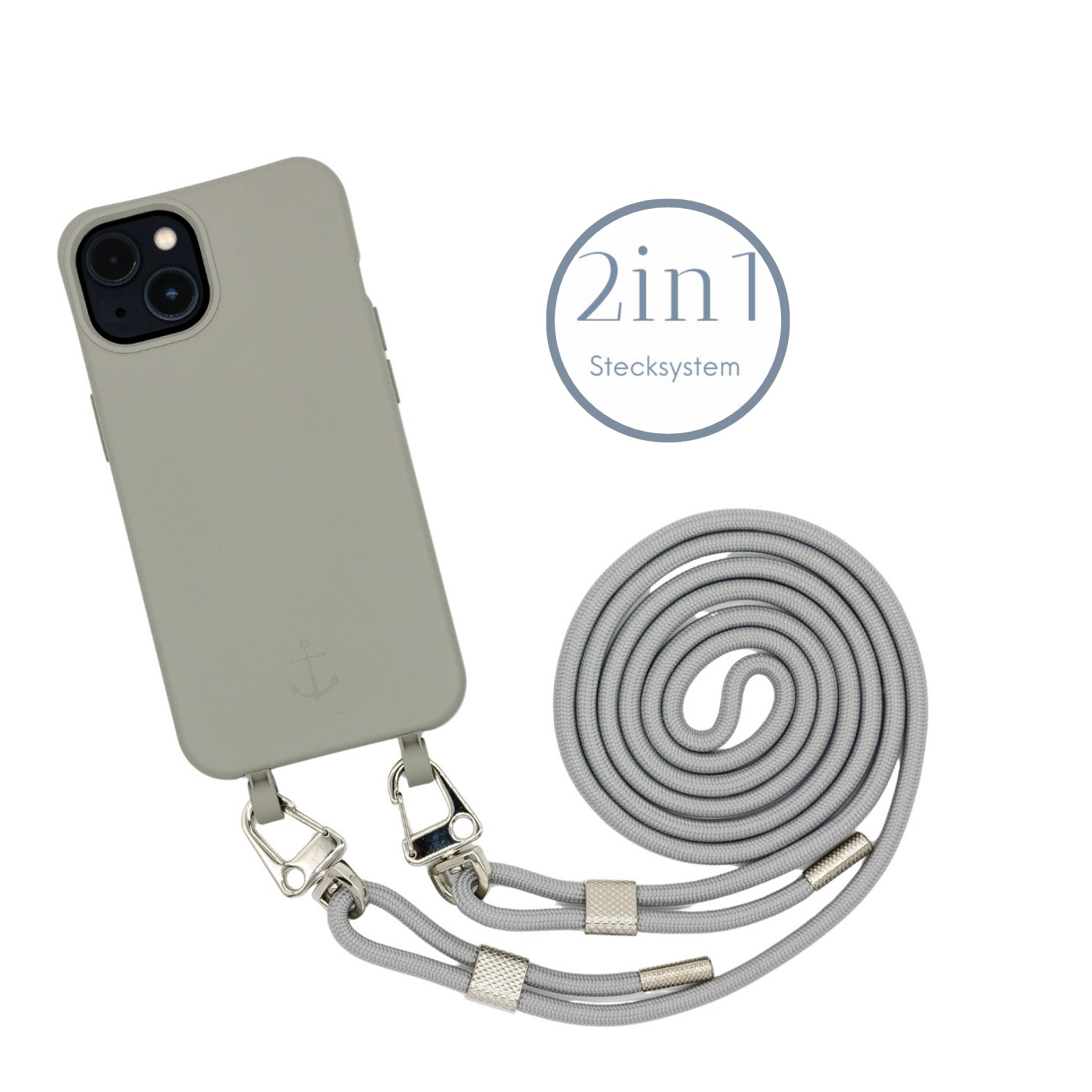 Smart Case TAUPEGRAU | Karabiner-Kordel GRAU