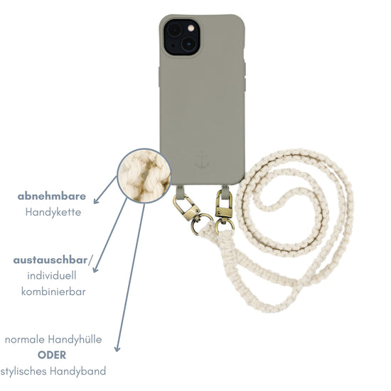 Smart Case TAUPEGRAU | Handyband Makramee NATURE