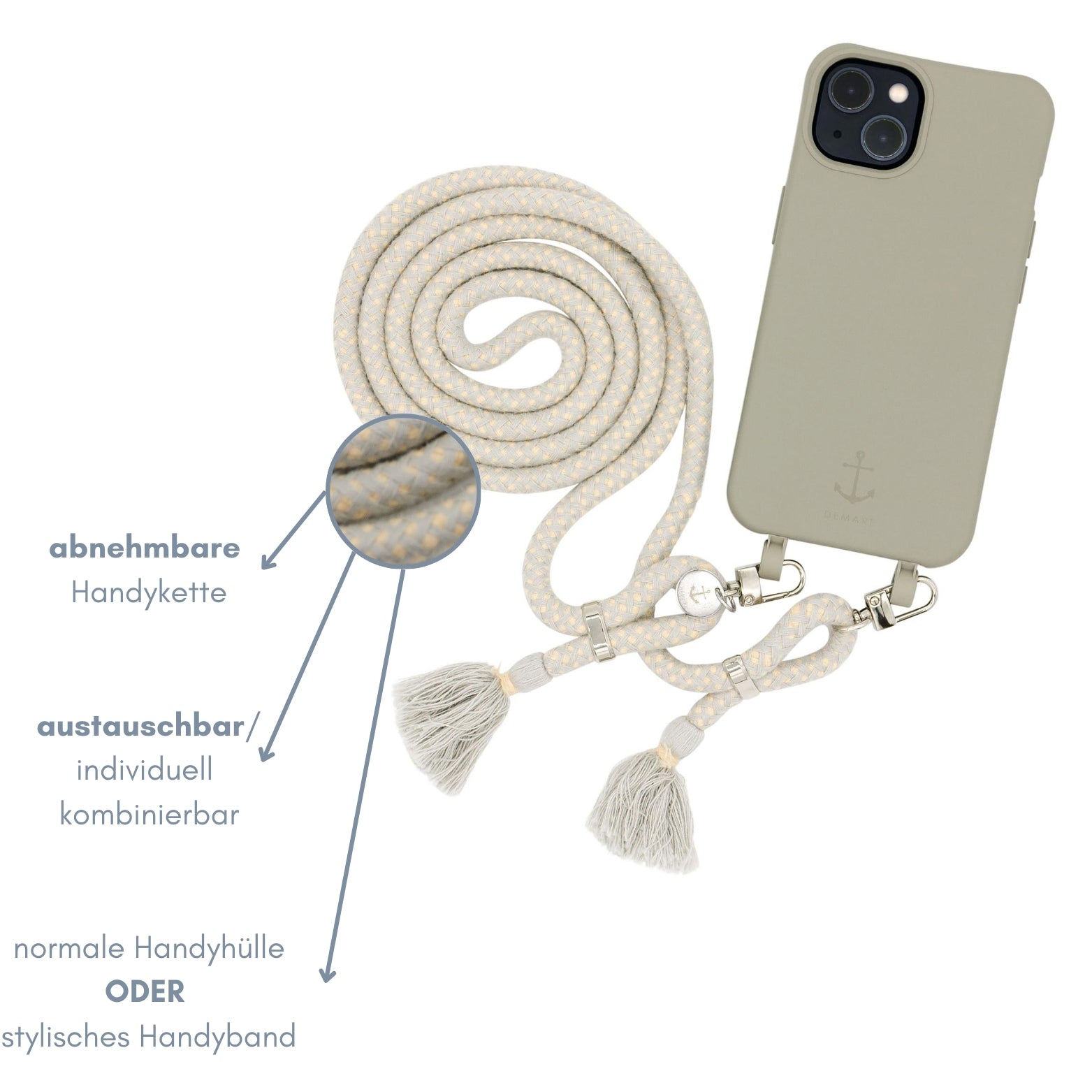 Smart Case TAUPEGRAU | Boho Kordel GREY