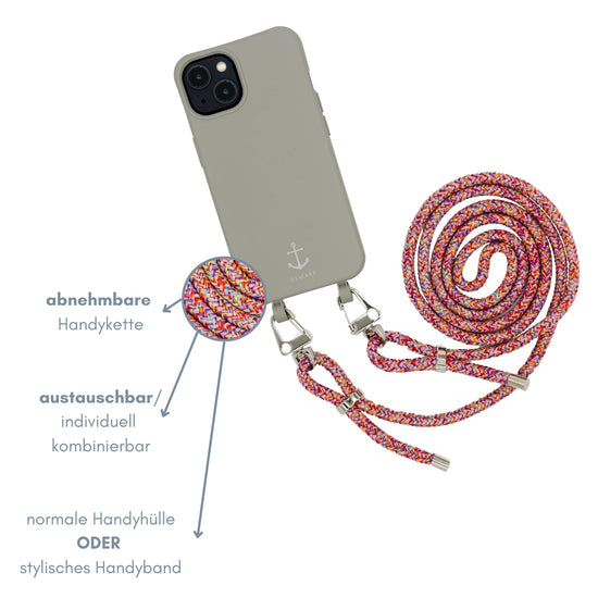 Smart Case TAUPEGRAU | Karabiner-Kordel BUNT