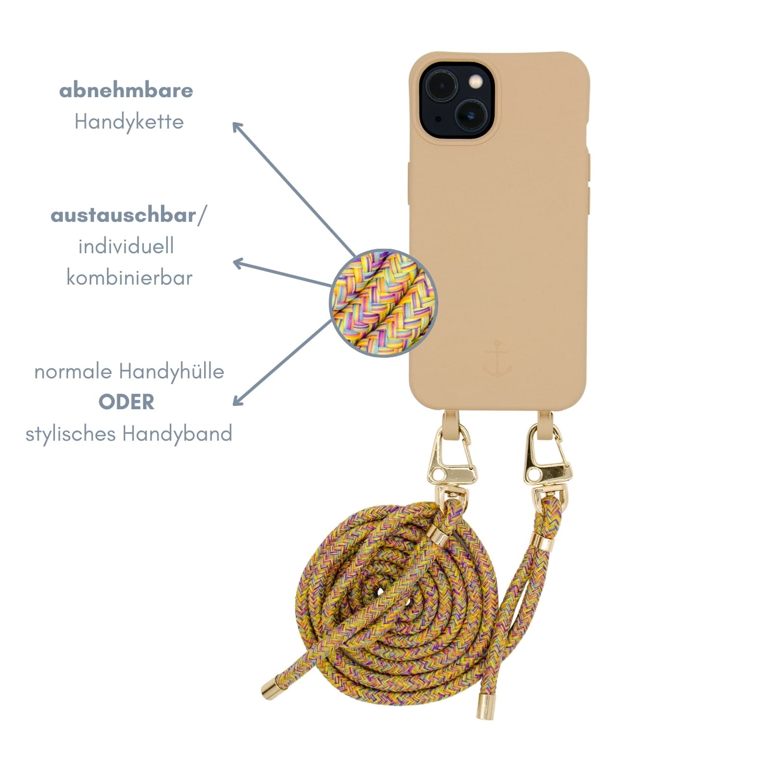 Smart Case BEIGE | Karabiner-Kordel HIPPIE