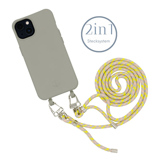 Smart Case TAUPEGRAU | Karabiner-Kordel NEON