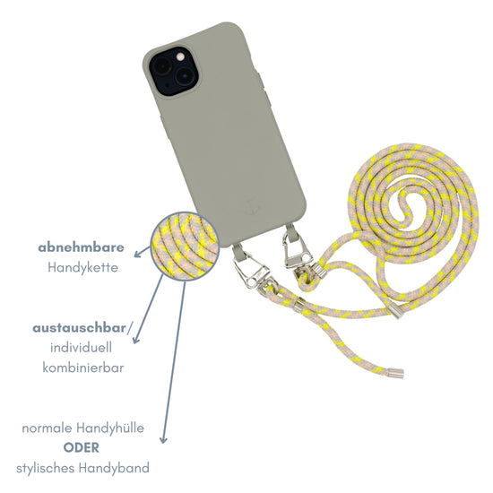 Smart Case TAUPEGRAU | Karabiner-Kordel NEON