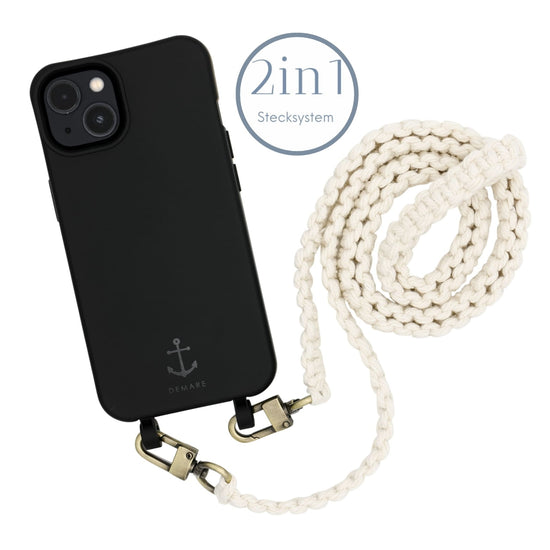 Smart Case SCHWARZ | Handyband Makramee NATURE