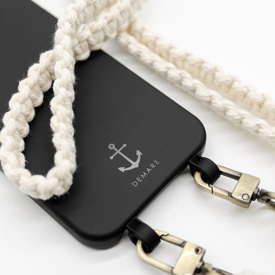 Smart Case SCHWARZ | Handyband Makramee NATURE