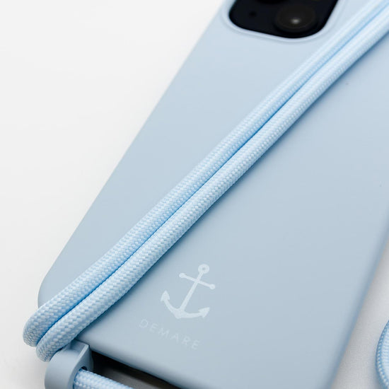 Handyhülle mit Band, Handyhülle mit Kette, Handyhülle nachhaltig, Handyhülle iphone, himmelblau