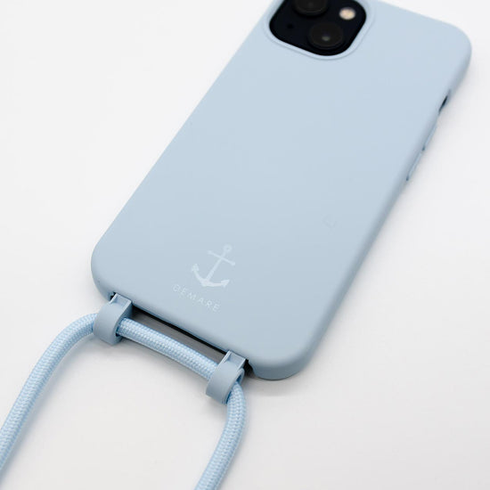Handyhülle mit Band, Handyhülle mit Kette, Handyhülle nachhaltig, Handyhülle iphone, himmelblau