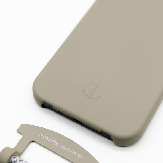 Handyhülle mit Band, Handyhülle mit Kette, Handyhülle nachhaltig, Handyhülle iphone, taupe grau