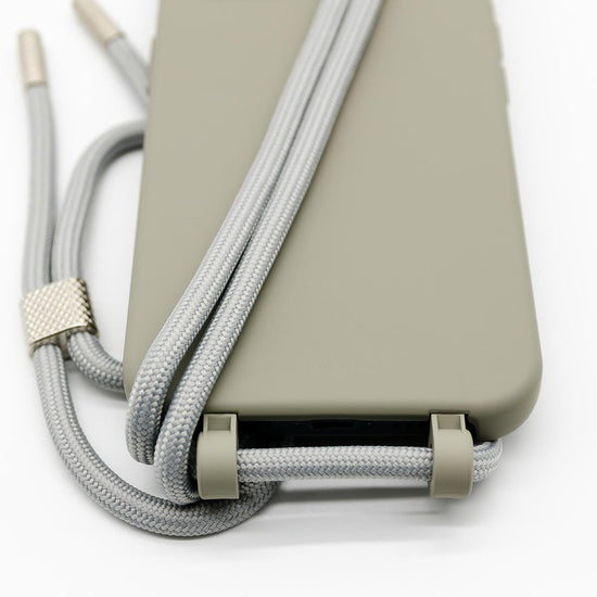 Handyhülle mit Band, Handyhülle mit Kette, Handyhülle nachhaltig, Handyhülle iphone, taupe grau