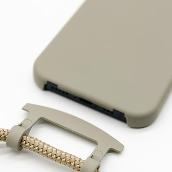 Handyhülle mit Band, Handyhülle mit Kette, Handyhülle nachhaltig, Handyhülle iphone, taupe grau