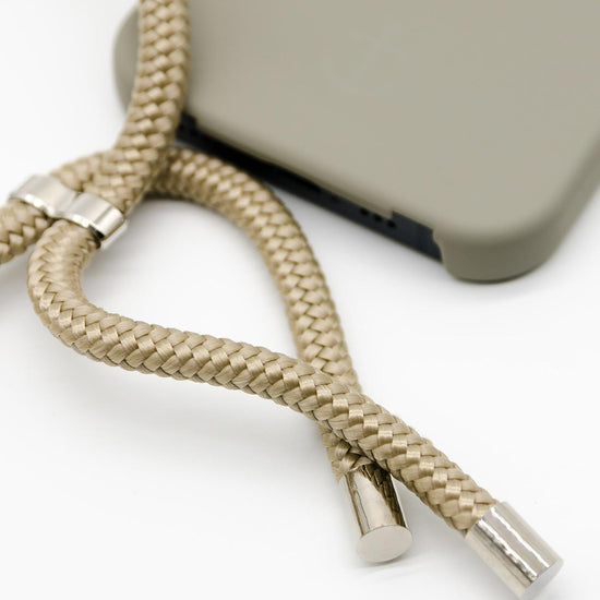 Handyhülle mit Band, Handyhülle mit Kette, Handyhülle nachhaltig, Handyhülle iphone, taupe grau