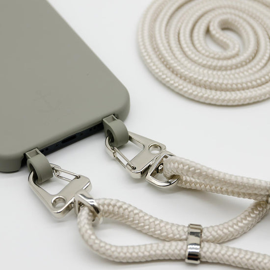 Handyhülle mit Band, Handyhülle mit Kette, Handyhülle nachhaltig, Handyhülle iphone, taupe grau