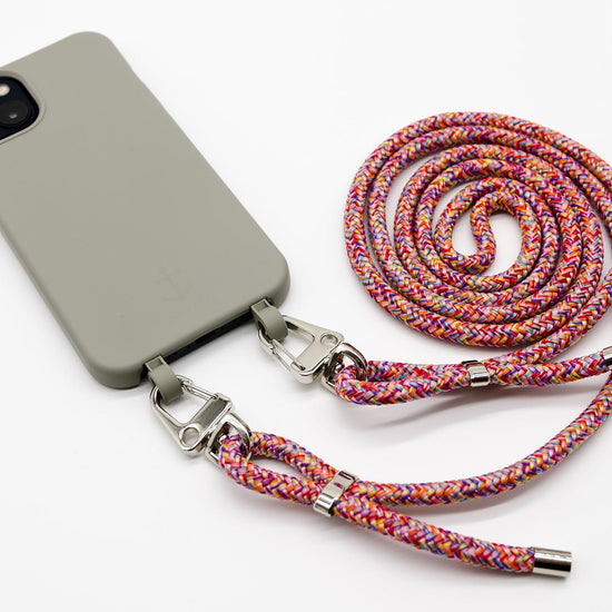 Handyhülle mit Band, Handyhülle mit Kette, Handyhülle nachhaltig, Handyhülle iphone, taupe grau