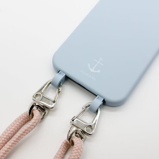 Handyhülle mit Band, Handyhülle mit Kette, Handyhülle nachhaltig, Handyhülle iphone, himmelblau