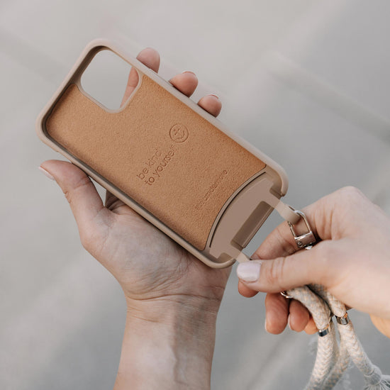 Handyhülle, Handykette, Handyhülle mit Kette, Kordel, beige, DEMARE