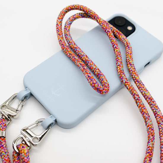 Handyhülle mit Band, Handyhülle mit Kette, Handyhülle nachhaltig, Handyhülle iphone, himmelblau