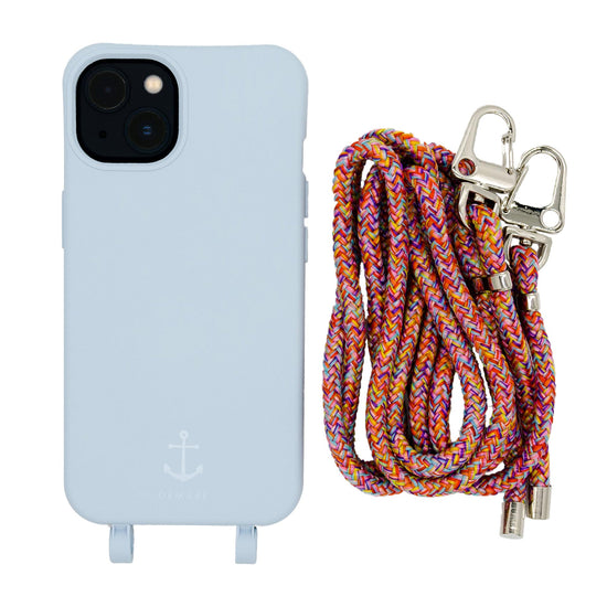 Handyhülle mit Band, Handyhülle mit Kette, Handyhülle nachhaltig, Handyhülle iphone, himmelblau