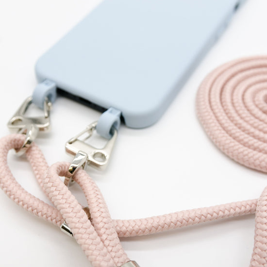 Handyhülle mit Band, Handyhülle mit Kette, Handyhülle nachhaltig, Handyhülle iphone, himmelblau