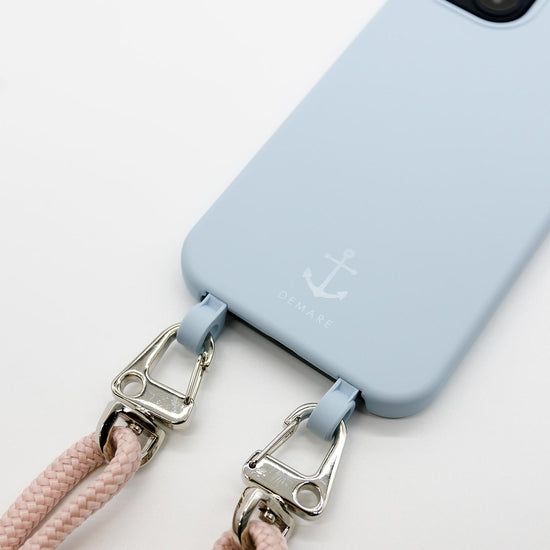 Handyhülle mit Band, Handyhülle mit Kette, Handyhülle nachhaltig, Handyhülle iphone, himmelblau